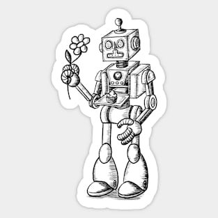 Retro robot drawing Sticker